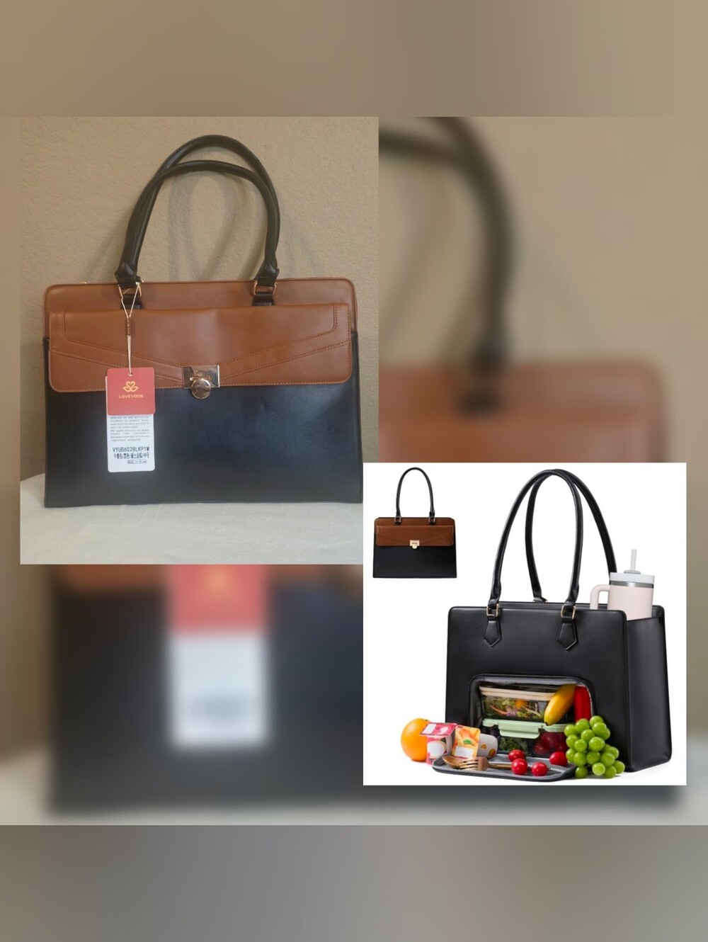 Lovevook 2 In 1 Laptop Tote Bag With Insulated Lunch Compartment NWT